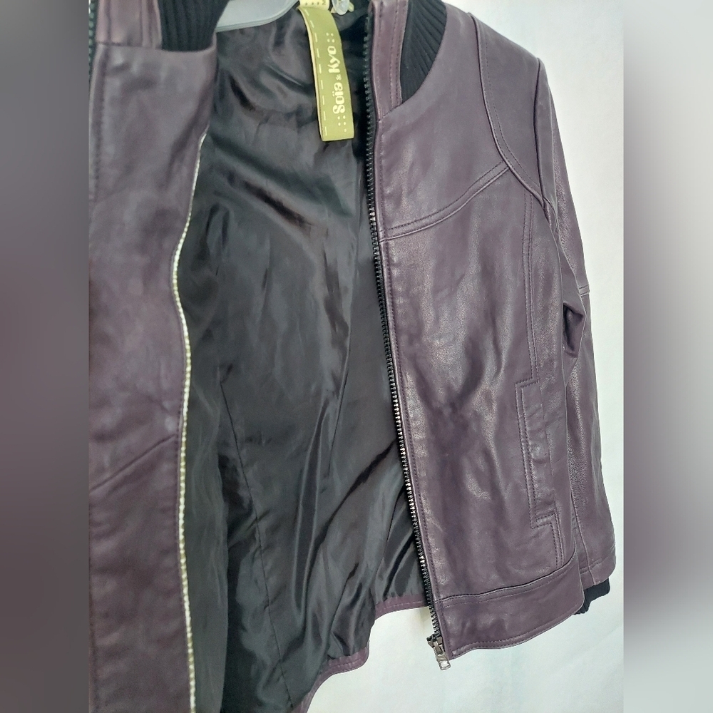 Women's Purple Leather Jacket - Picture 9 of 11